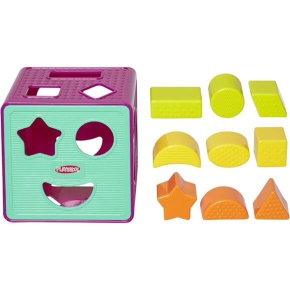 Form Fitter Shape Sorter Matching Activity Cube Toy with 9 Shapes for Toddlers - Picture 3 of 8